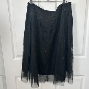 FOREVER 21 Whimsical‎ Beaded Embellished Tulle Mesh Party Midi Skirt Size Large